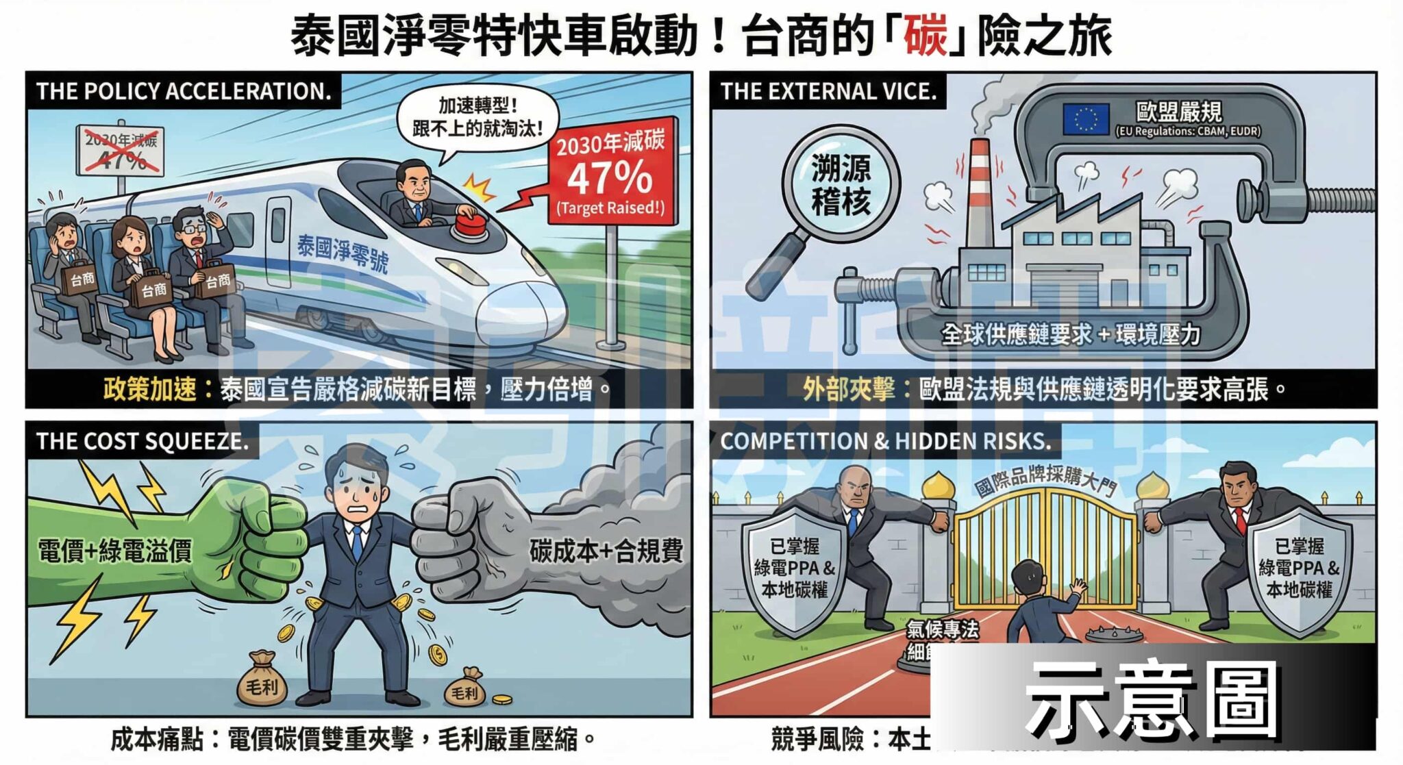 泰國淨零轉型加速 台商碳成本風險升溫 圖解:泰國淨零轉型加速 台商碳成本風險升溫