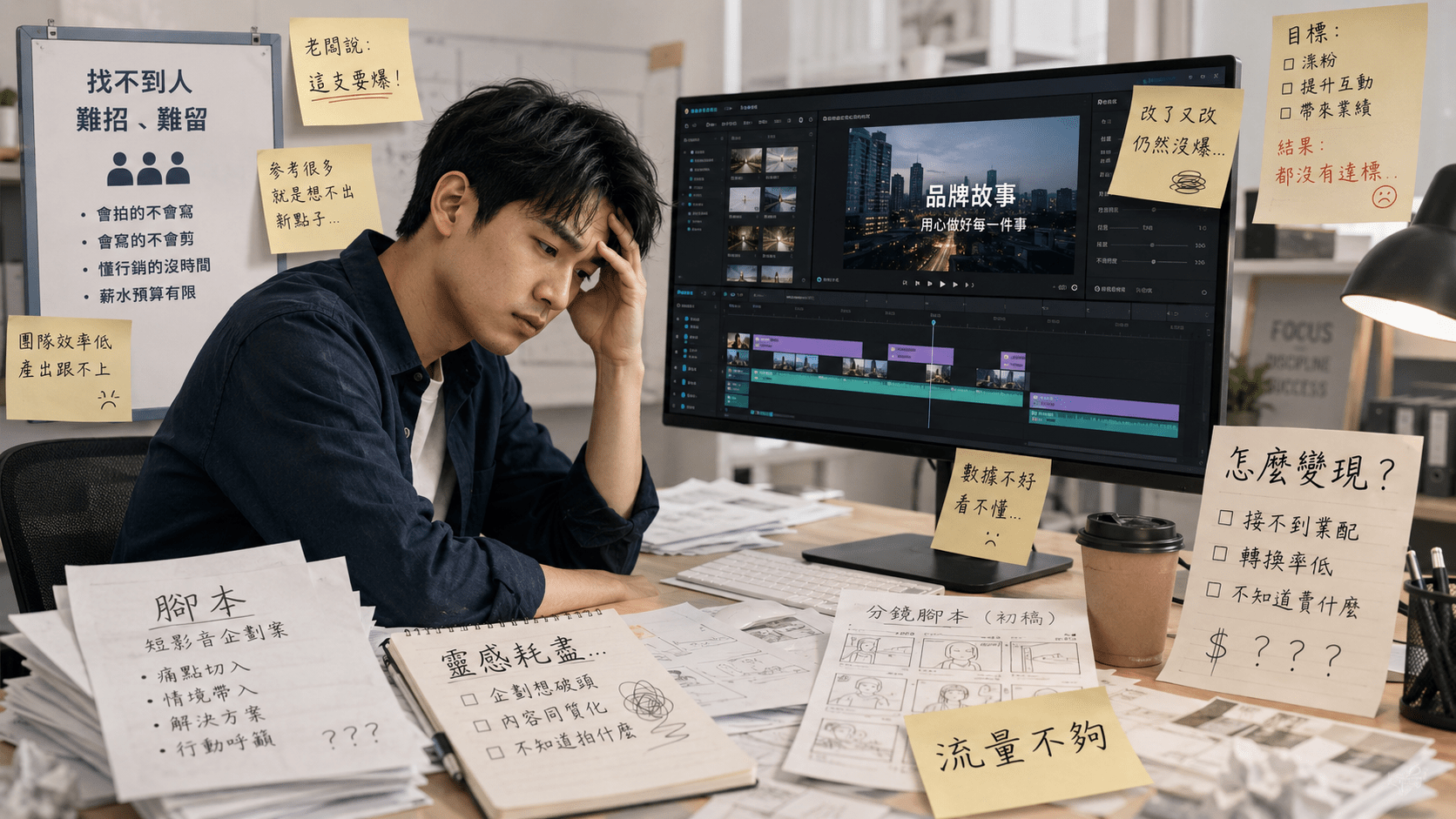 企業內部自製短影音常面臨人才招募不易、靈感枯竭與無法有效變現的執行瓶頸。